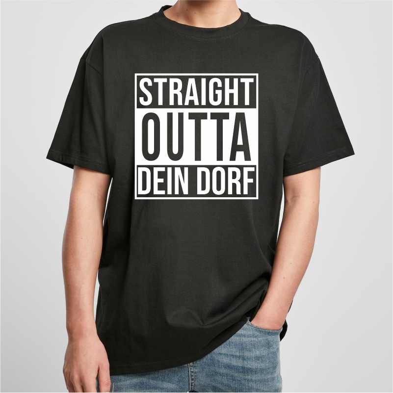 Dorflove Straight outta dein dorf oversized shirt schwarz vorne
