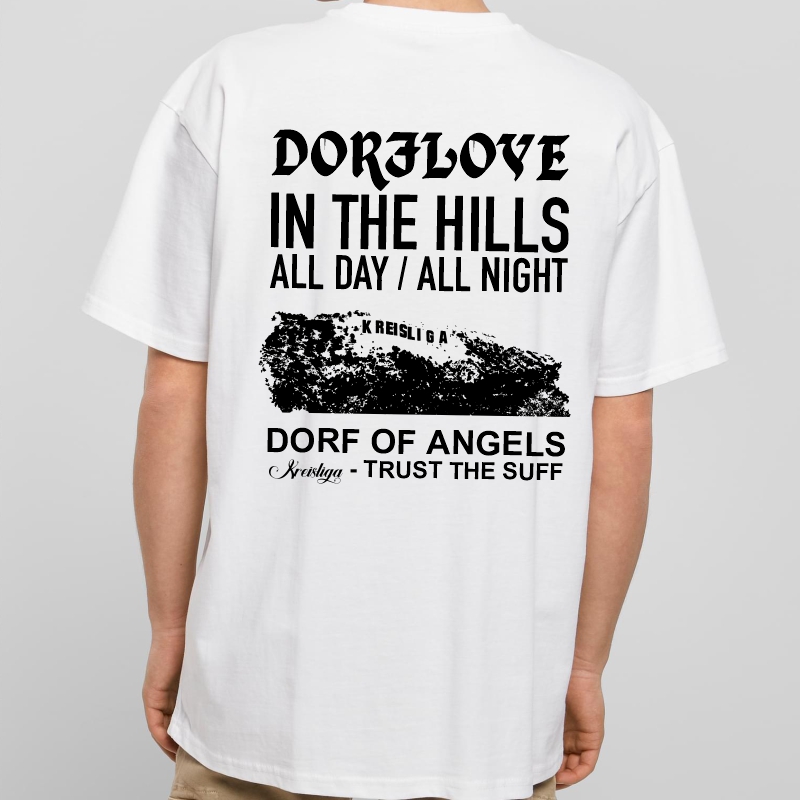 Dorflove in the hills trust the suff oversized shirt weiß rücken